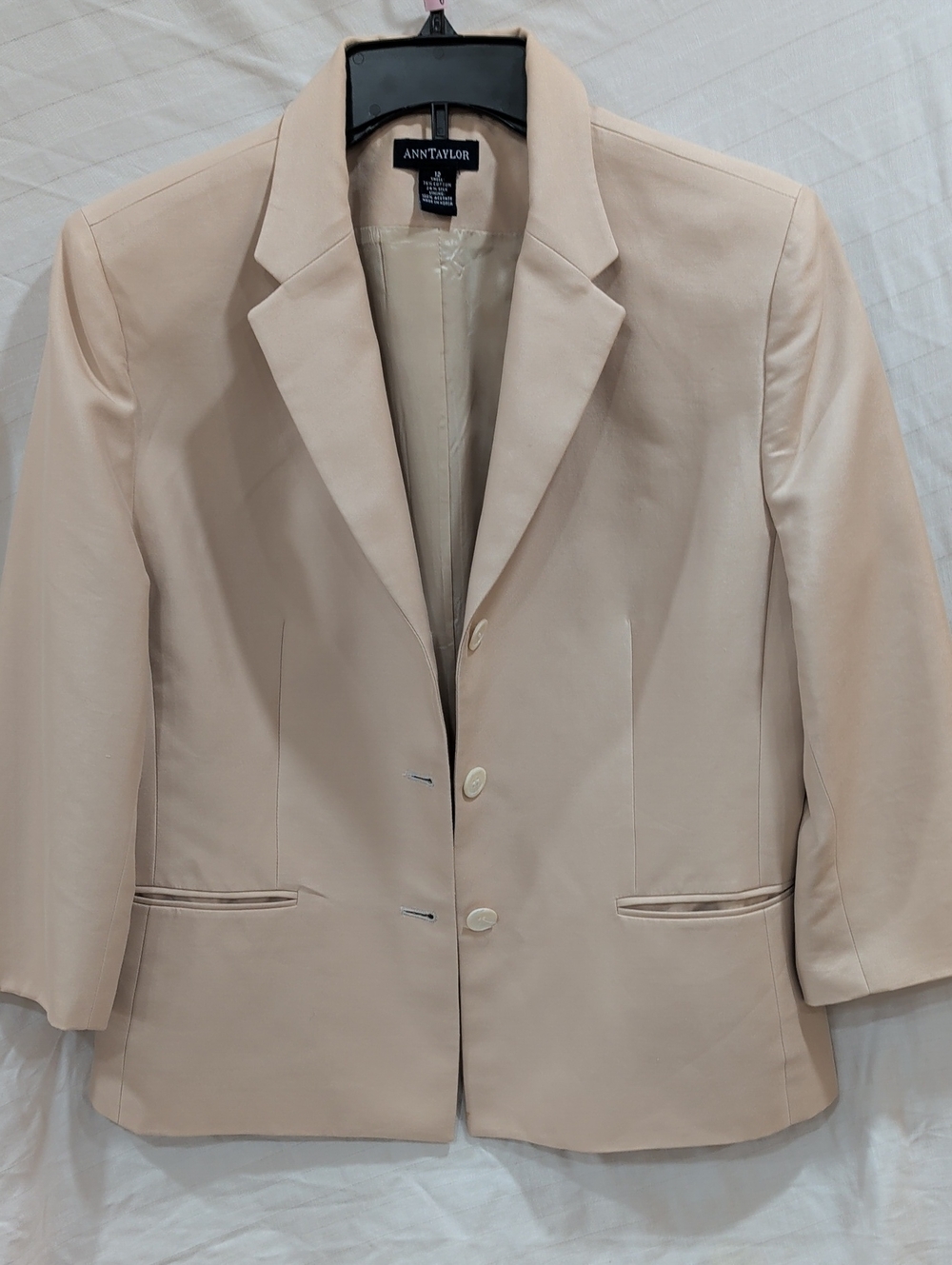 Ann Taylor Light Beige Classic Cotton - Silk Blend Blazer Size 12